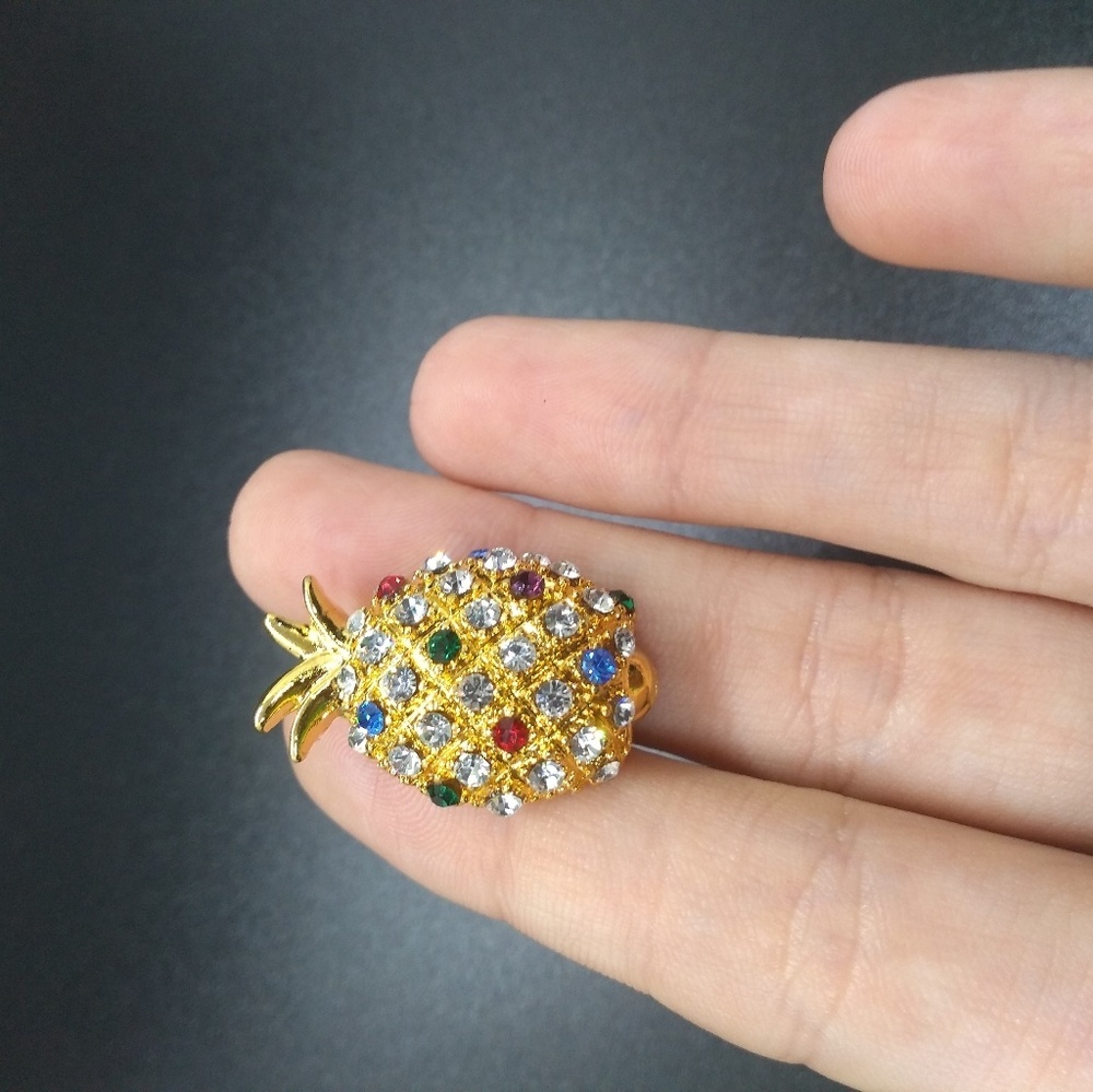 Jewel Tones Stunning Crystal Pineapple Brooch View 4